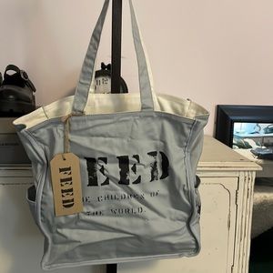 Feed brand tote bag, blue, NWT